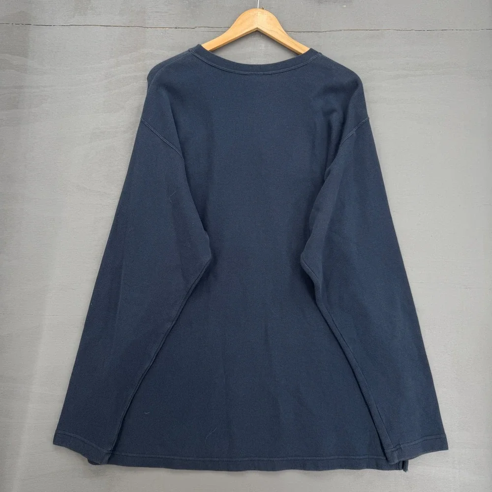 Vintage Nike Long Sleeve Sweater Shirt Navy Blue Yellow Colorblock Y2K Large
